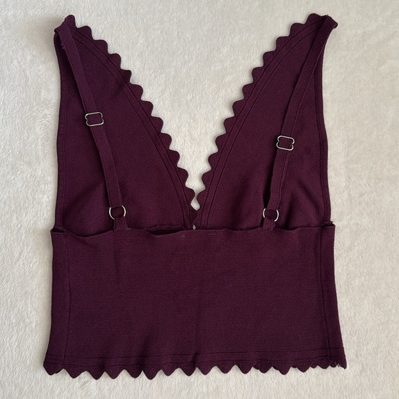 Intimately by Free People | In Bloom Scalloped Knit Brami Top OB1136855 Plum XS - Picture 7 of 16